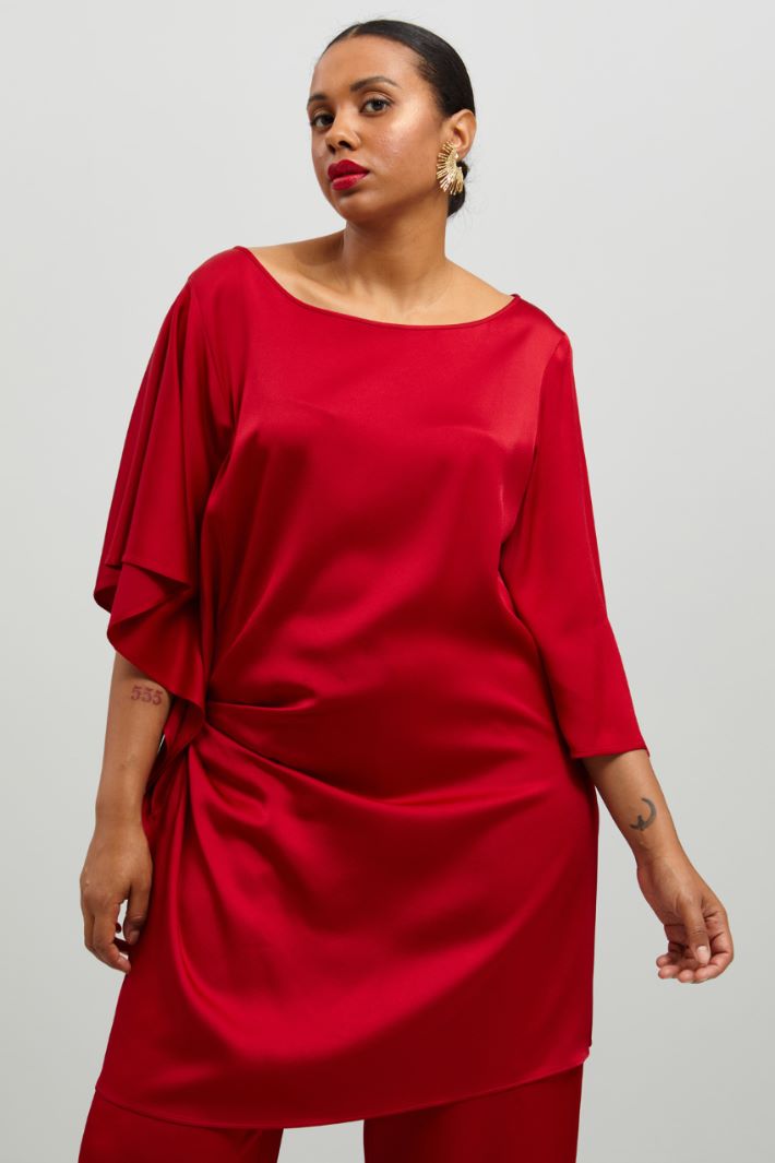 Casacca lunga in raso - ROSSO VENEZIANO - Fashion Market - 2