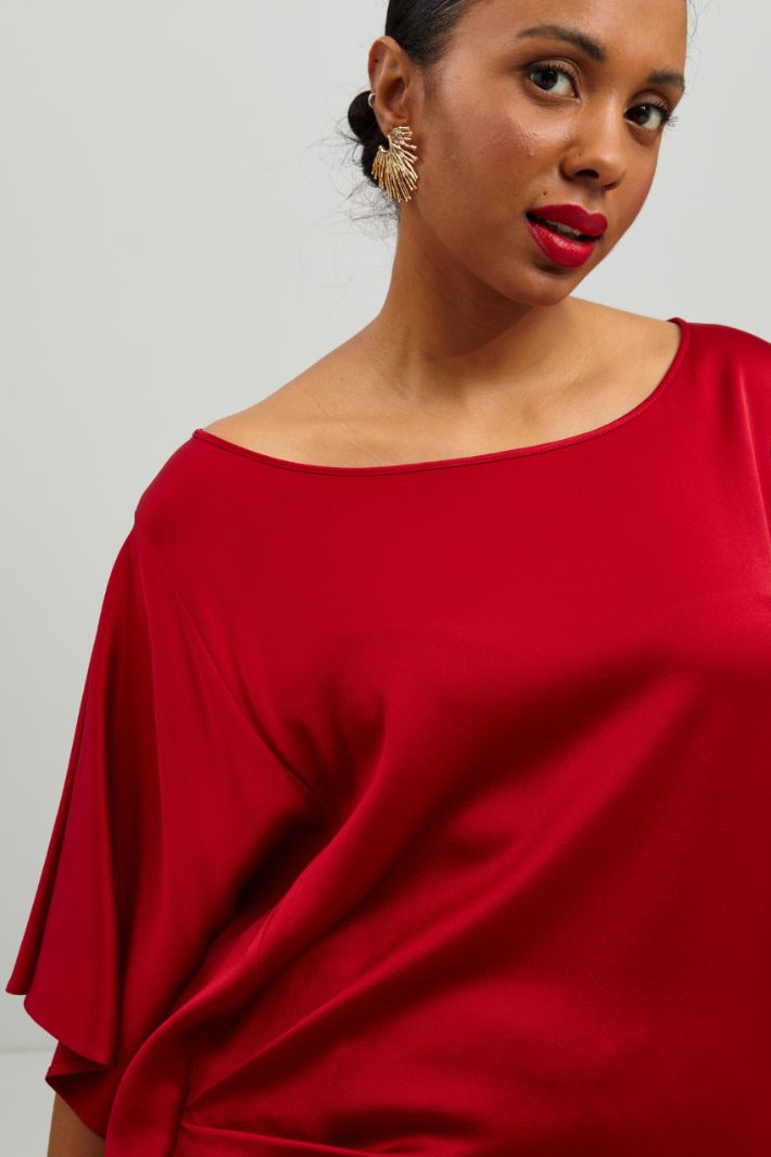 Casacca lunga in raso - ROSSO VENEZIANO - Fashion Market - 3