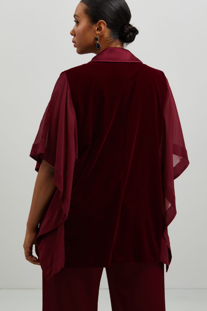 Giacca in velluto e georgette - ROSSO RUBINO - Fashion Market - 4