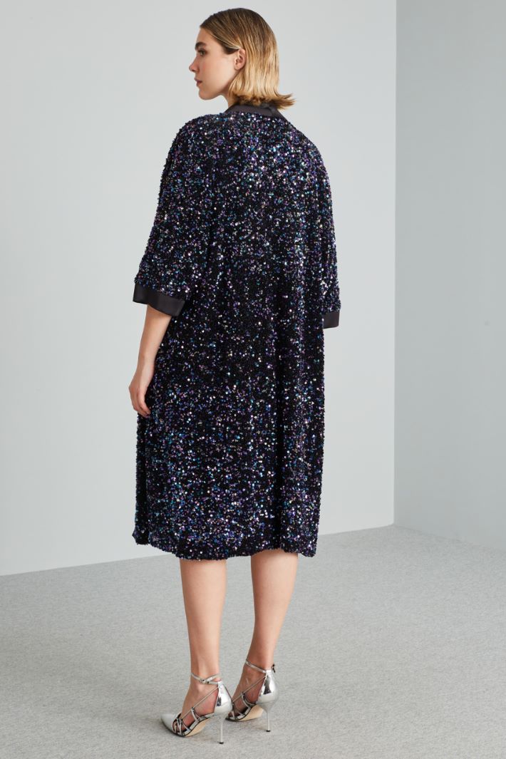 Spolverino kimono con paillettes - NERO VIOLA - Fashion Market - 4