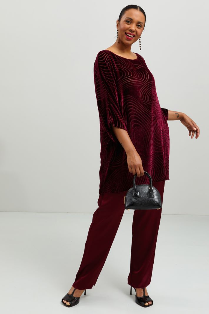 Blusa in velluto dévoré - ROSSO RUBINO - Fashion Market
