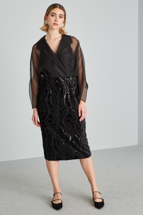 Abito in organza di seta e velluto - Fashion Market