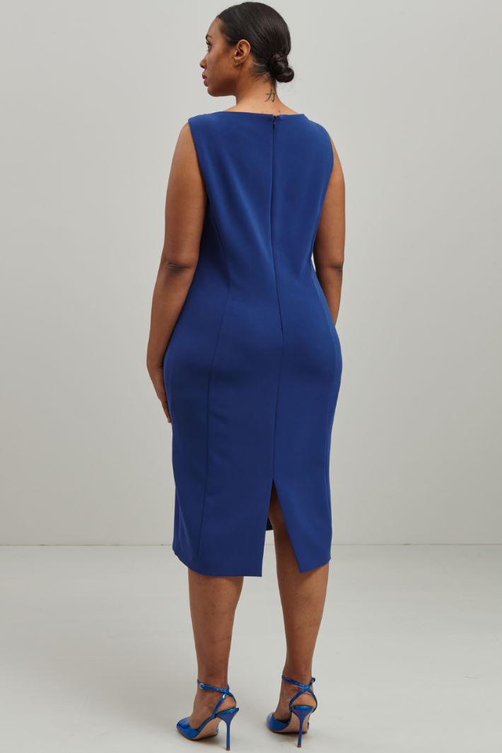 Abito a tubino in cady - BLU ZAFFIRO - Fashion Market - 4