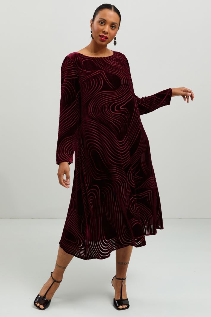 Abito in velluto dévoré - ROSSO RUBINO - Fashion Market