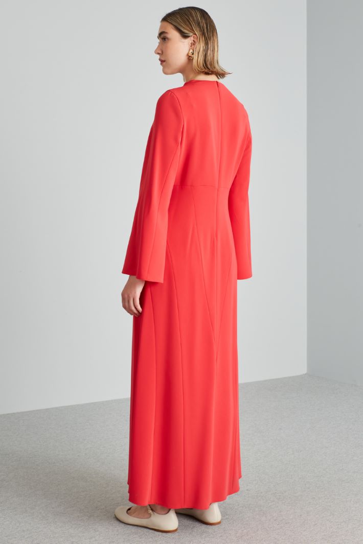 Abito lungo con maniche svasate - ROSSO - Fashion Market - 4