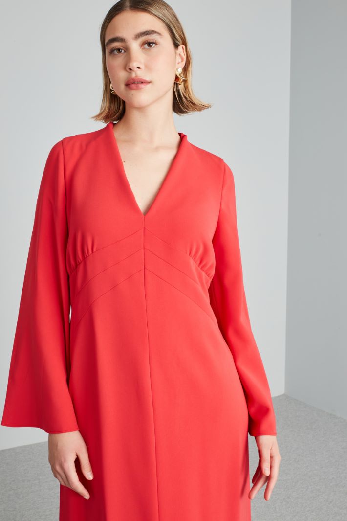Abito lungo con maniche svasate - ROSSO - Fashion Market - 3