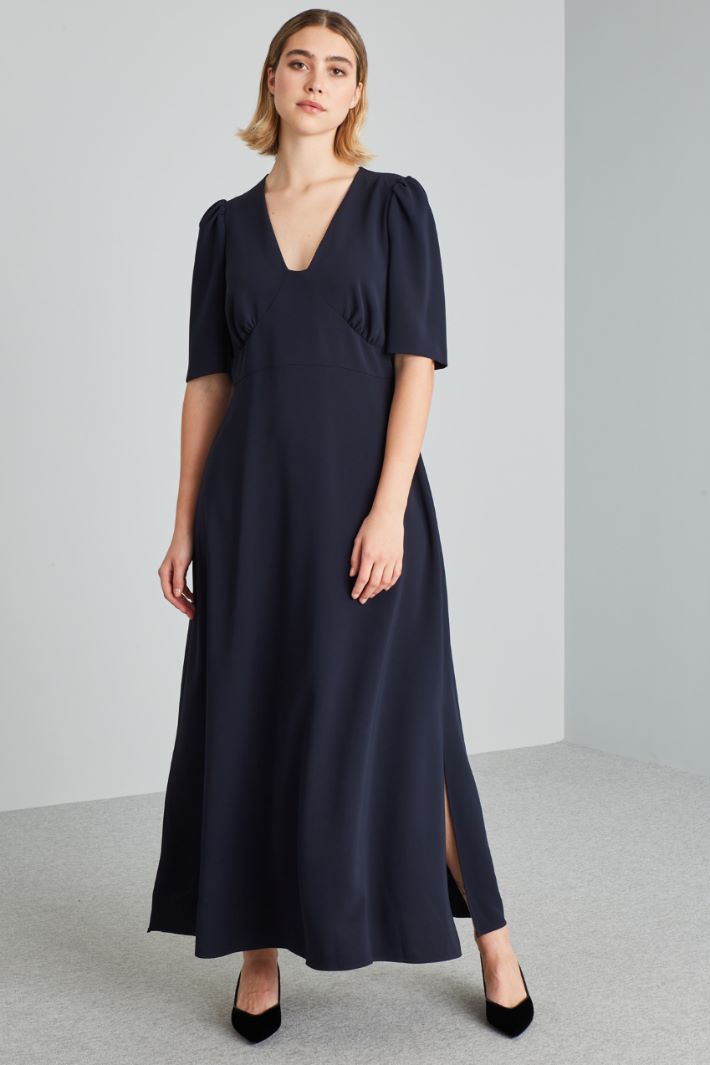 Abito stile impero in cady - BLU NOTTE - Fashion Market