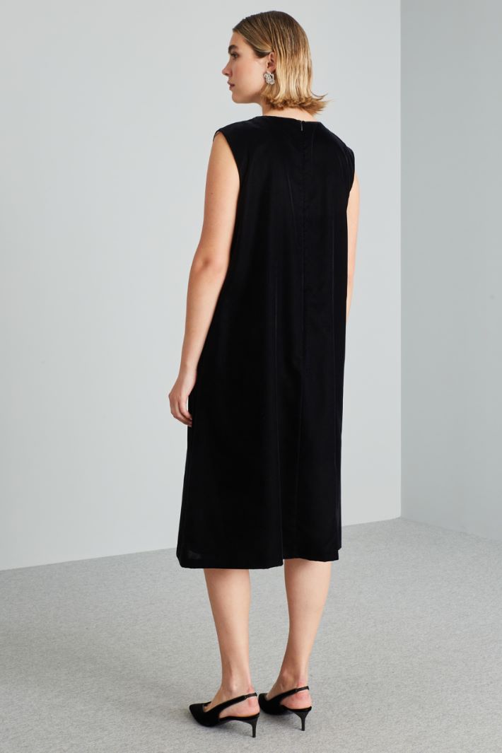 Abito in velluto con ricamo - NERO - Fashion Market - 4