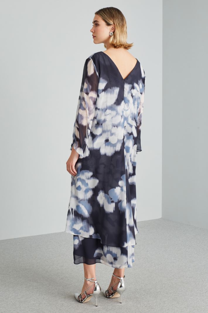 Abito in chiffon stampato - BLU AZZURRO BIANCO - Fashion Market - 4