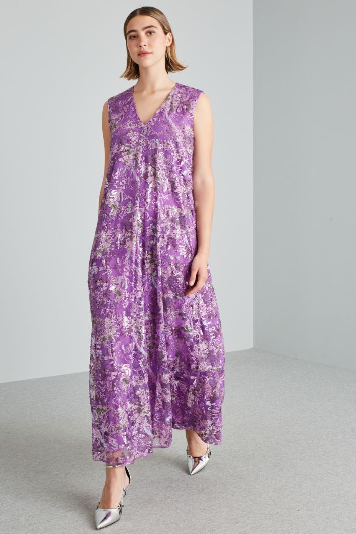 Abito lungo in tulle ricamato - VIOLA - Fashion Market - 2