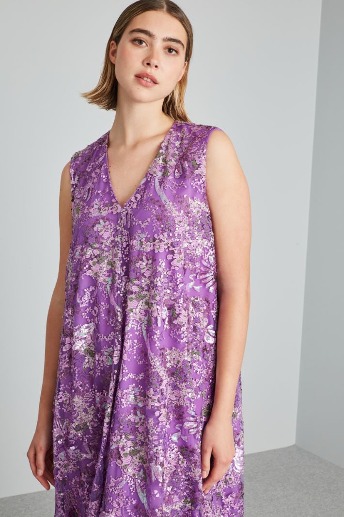 Abito lungo in tulle ricamato - VIOLA - Fashion Market - 3