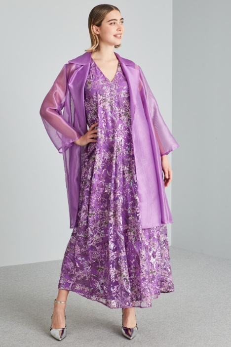 Abito lungo in tulle ricamato - Fashion Market