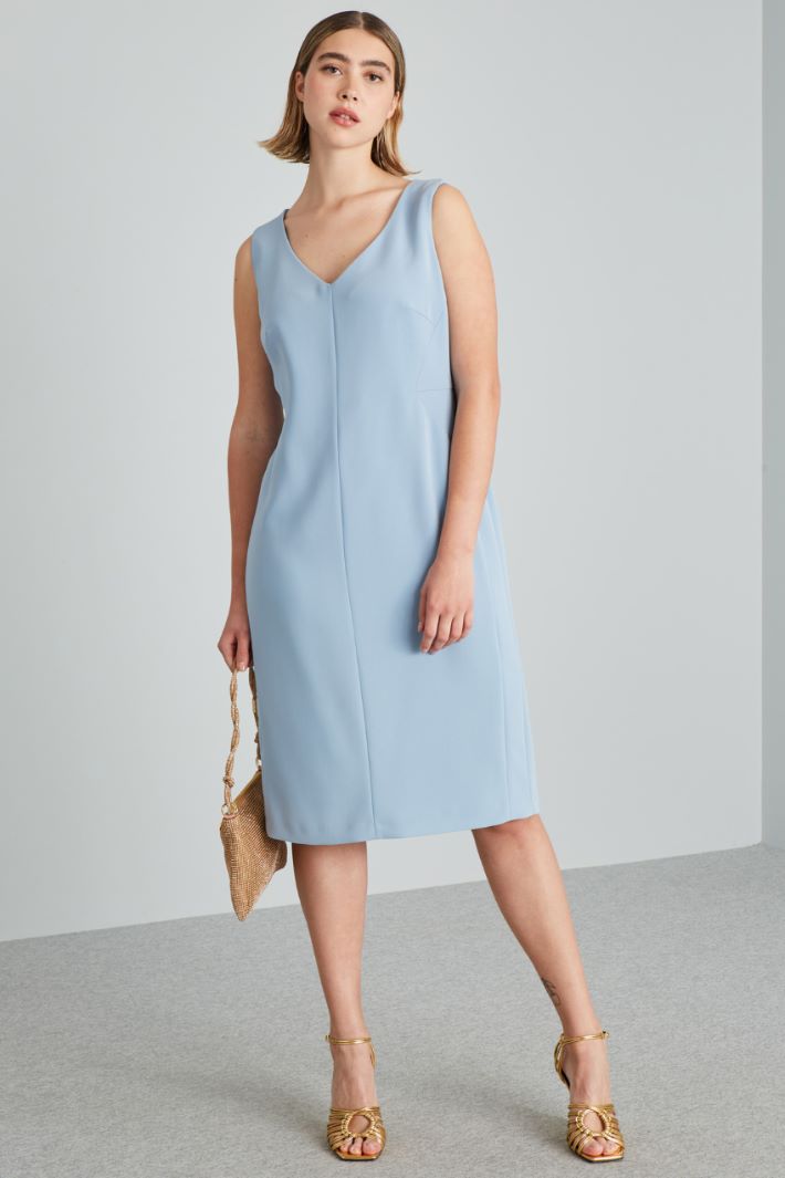 Abito tubino in cady - CELESTE - Fashion Market