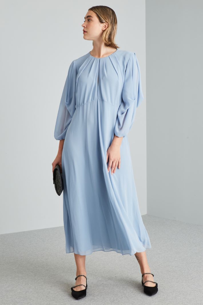 Abito con pieghe cucite - CELESTE - Fashion Market