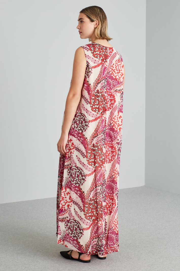 Abito smanicato in georgette - ROSSO BIANCO VIOLA - Fashion Market - 4