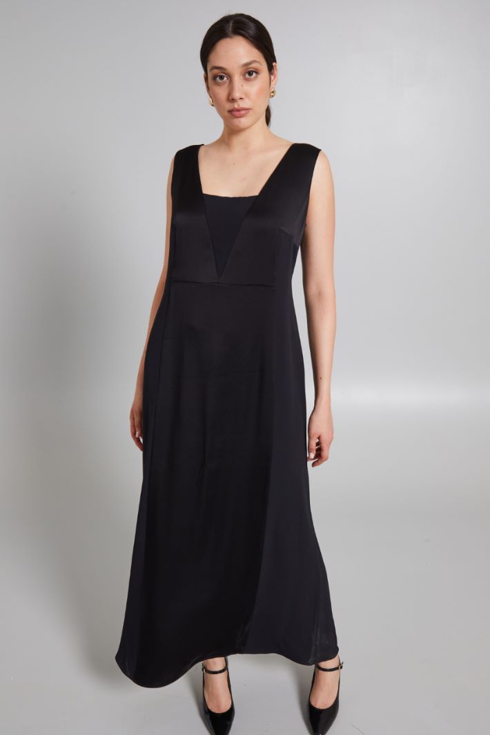 Abito lungo in enver satin - NERO - Fashion Market - 2