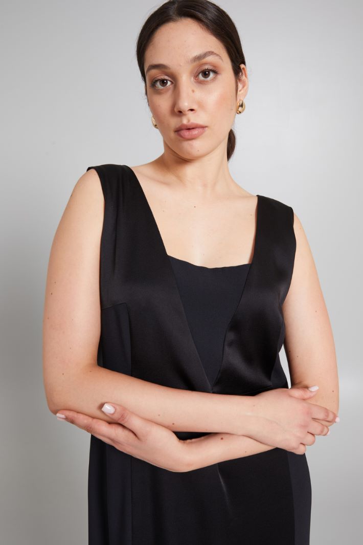 Abito lungo in enver satin - NERO - Fashion Market - 3