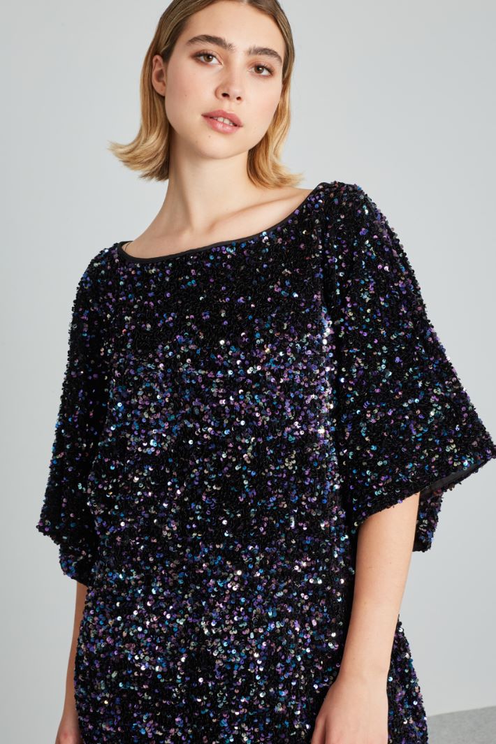 Abito in paillettes - NERO VIOLA - Fashion Market - 2