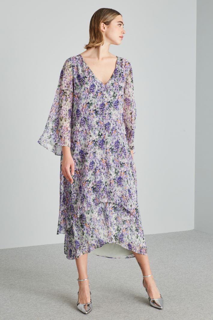 Abito in georgette di seta - VIOLA VERDE - Fashion Market - 2