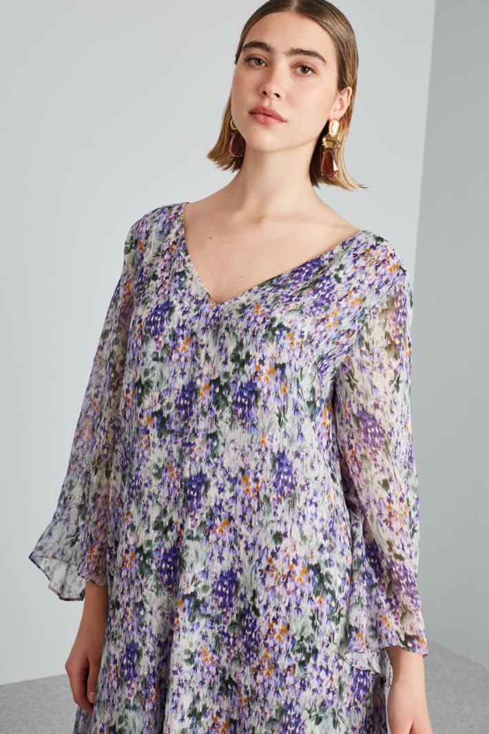Abito in georgette di seta - VIOLA VERDE - Fashion Market - 3