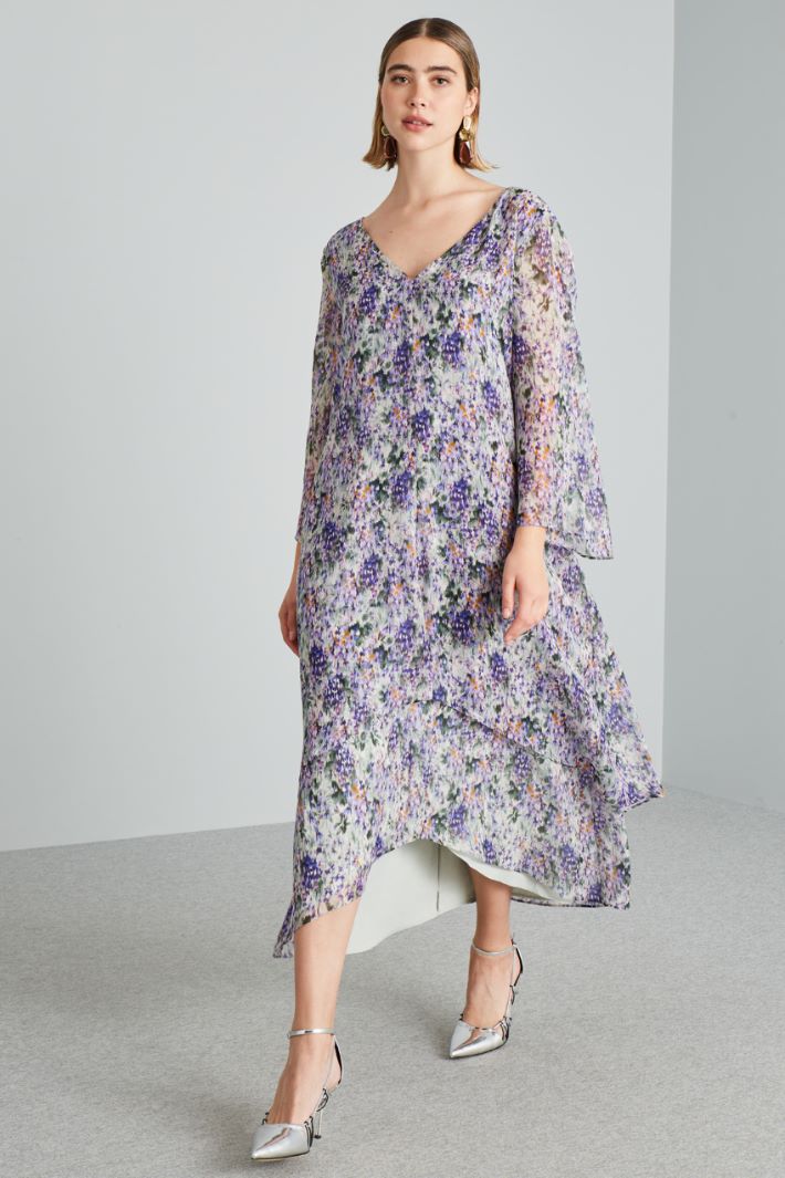 Abito in georgette di seta - VIOLA VERDE - Fashion Market