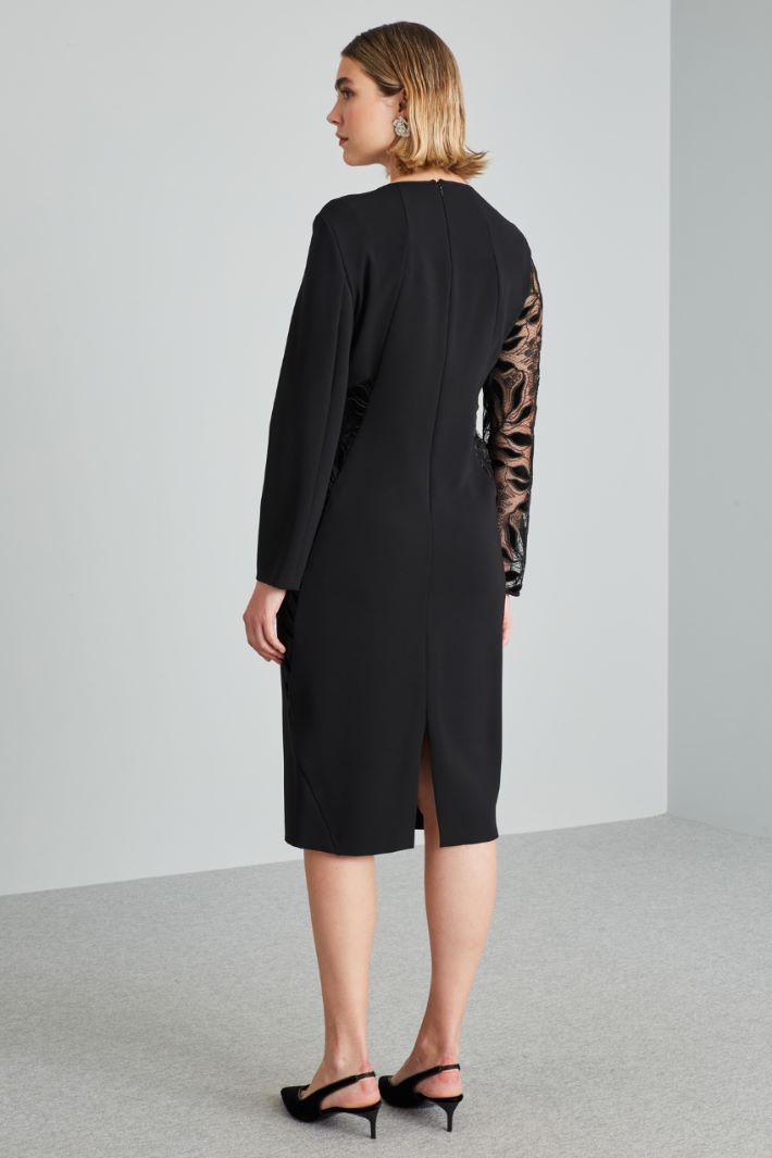 Abito con inserti in pizzo - NERO - Fashion Market - 4