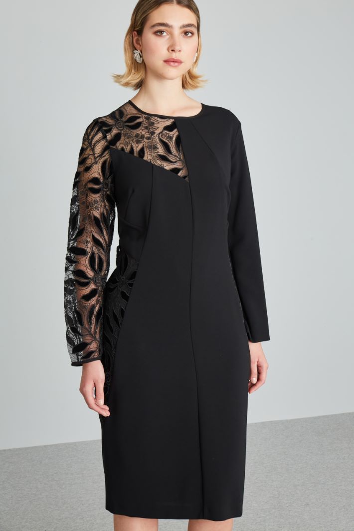 Abito con inserti in pizzo - NERO - Fashion Market - 2
