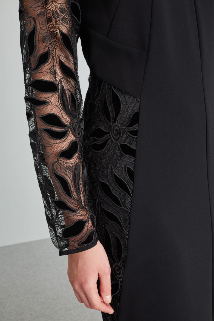 Abito con inserti in pizzo - NERO - Fashion Market - 3