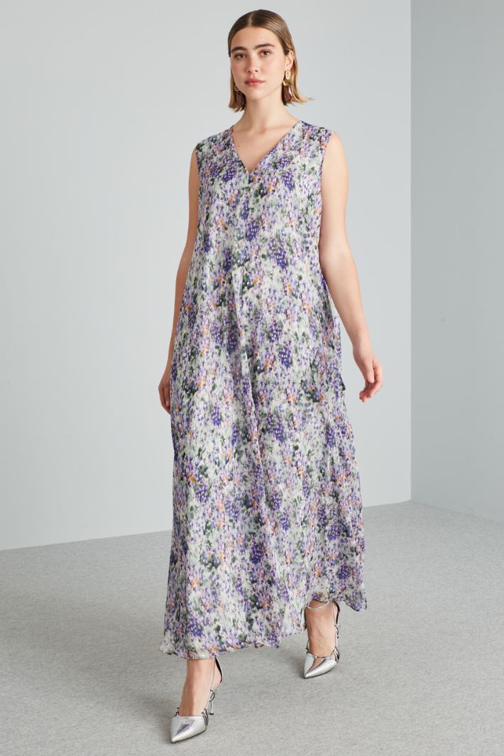 Abito lungo in georgette di seta - VIOLA VERDE - Fashion Market - 2