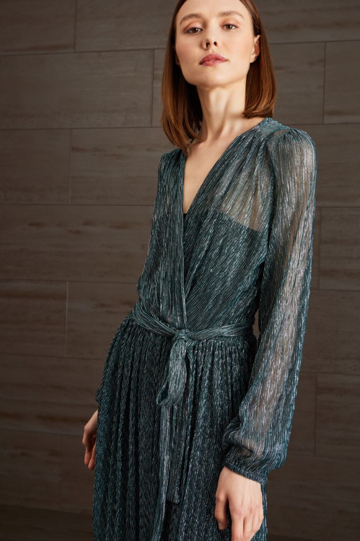 Abito in creponne - BLU PAVONE ARGENTO - Fashion Market - 3