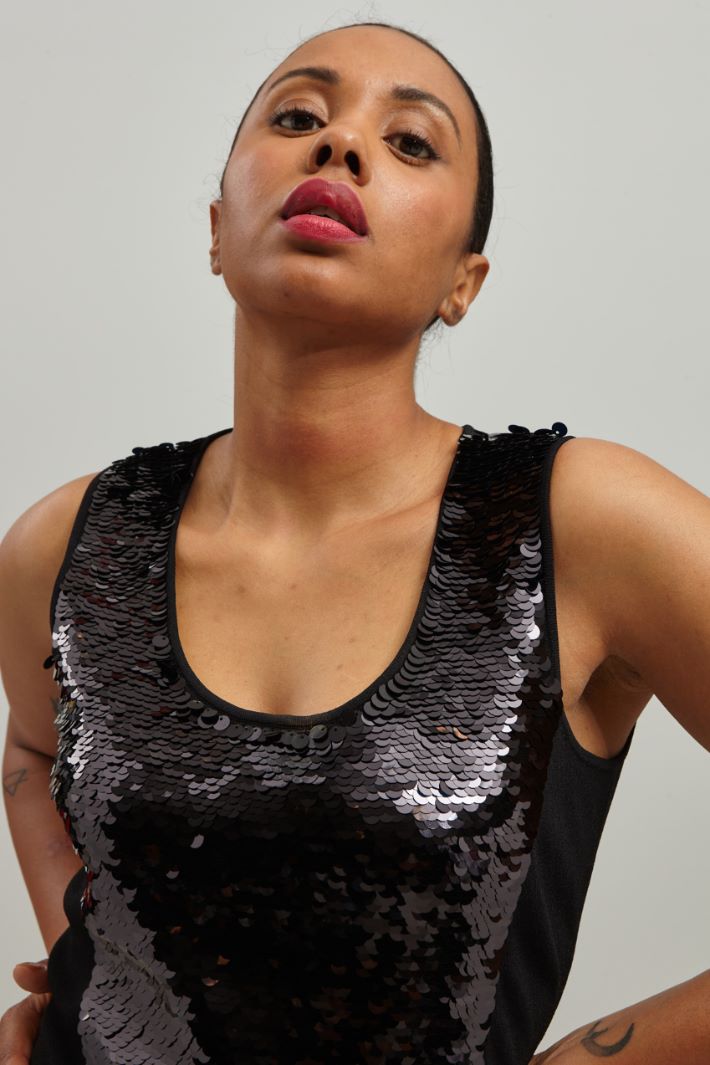 Tubino con paillettes - NERO - Fashion Market - 3