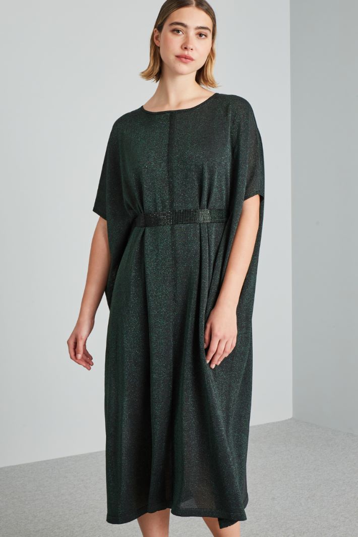 Abito in maglia lamè - VERDE SCURO - Fashion Market - 2