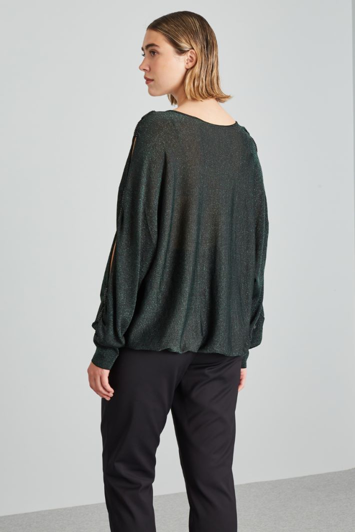 Maglia con maniche cut out - VERDE SCURO - Fashion Market - 4