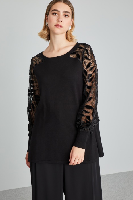 Maglia con maniche in pizzo - Fashion Market