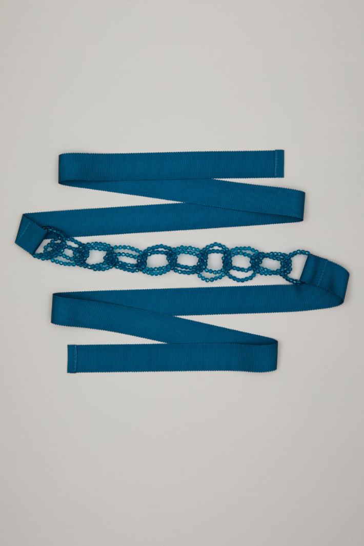 Cintura a nastro con perline - BLU PETROLIO - Fashion Market