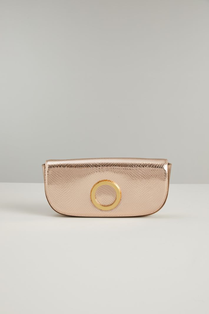 Borsa a mezzaluna laminata - ROSA PERLA ORO - Fashion Market
