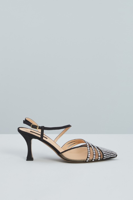 Slingback con strass e tulle - Fashion Market