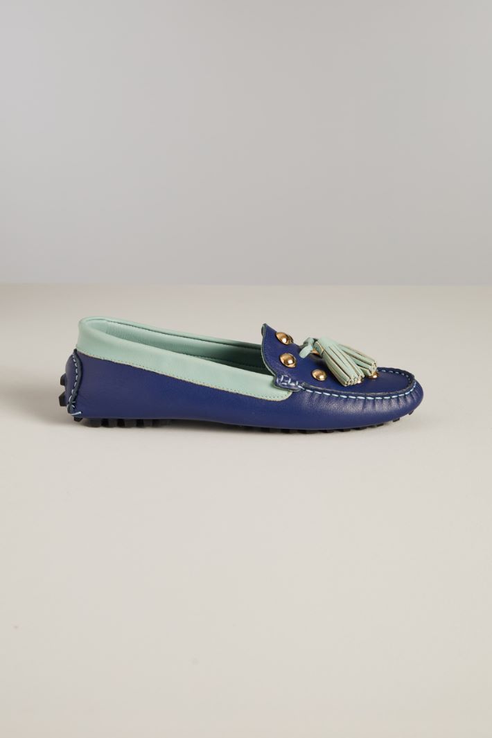 Mocassini in pelle - BLU AZZURRO - Fashion Market