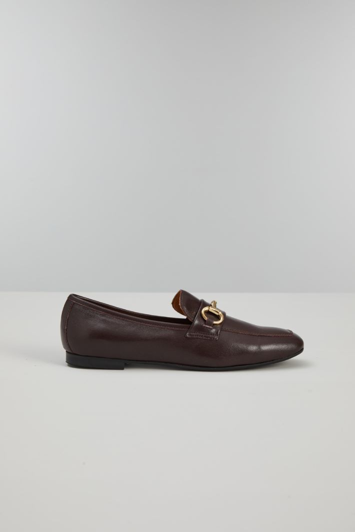 Mocassino con morsetto - MARRONE SCURO ORO - Fashion Market