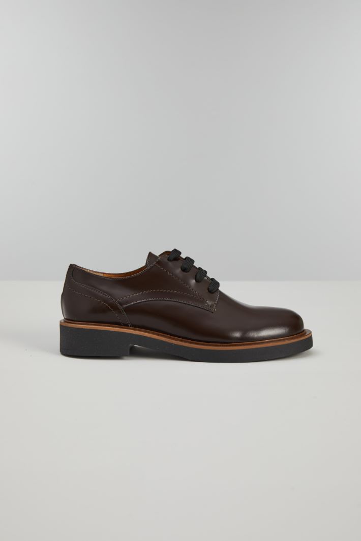 Stringate in pelle - MARRONE SCURO - Fashion Market