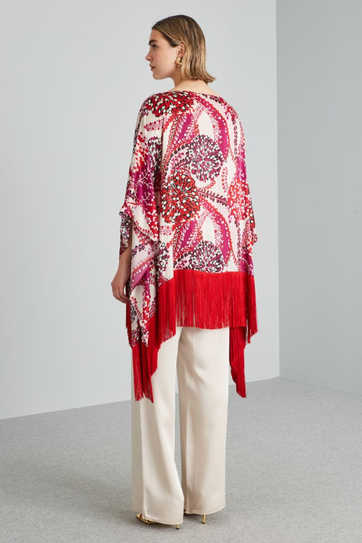 Poncho in raso - ROSSO BIANCO VIOLA - Fashion Market - 4