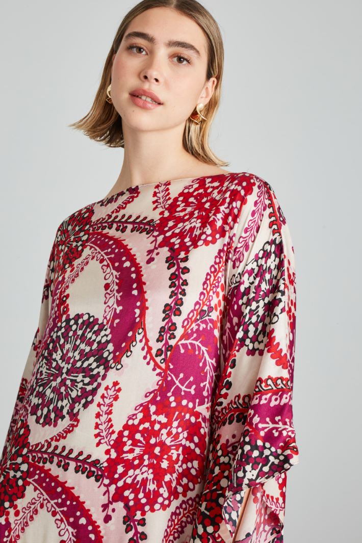 Poncho in raso - ROSSO BIANCO VIOLA - Fashion Market - 3