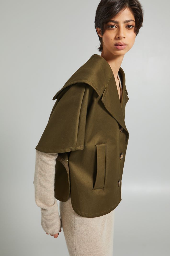 Cappa in gabardina antigoccia - VERDE MILITARE - Fashion Market - 2
