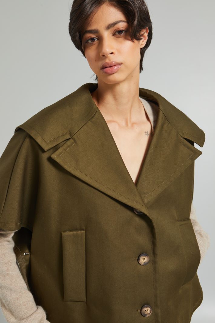 Cappa in gabardina antigoccia - VERDE MILITARE - Fashion Market - 3