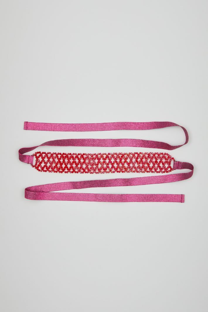 Cintura di perline con nastri - FUXIA - Fashion Market
