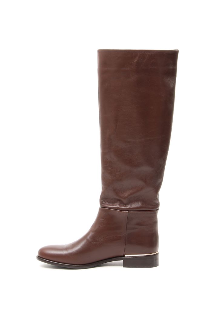Stivale alto in pelle - MARRONE - Fashion Market - 3