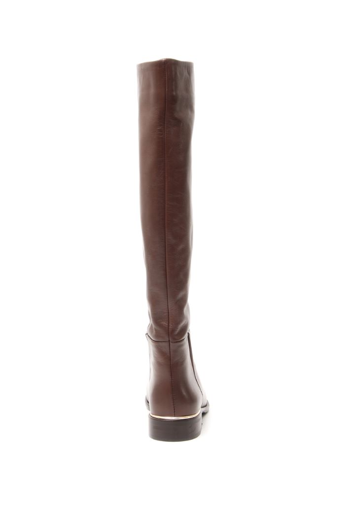 Stivale alto in pelle - MARRONE - Fashion Market - 4