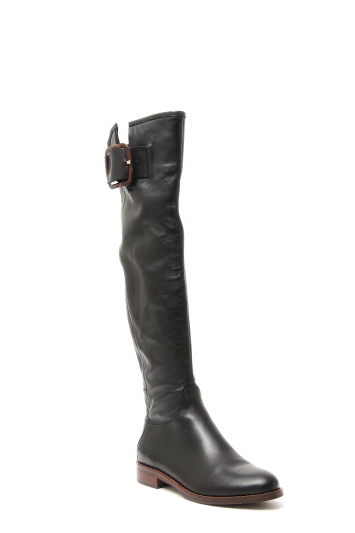 Stivale alto in pelle - NERO - Fashion Market - 2