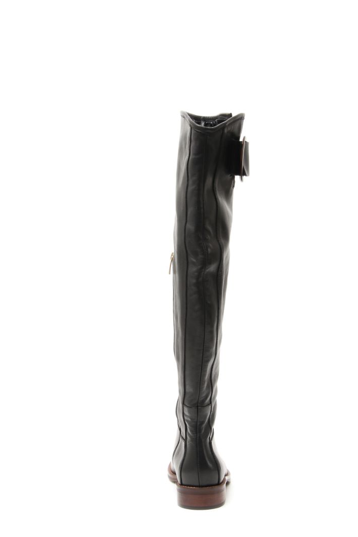 Stivale alto in pelle - NERO - Fashion Market - 4