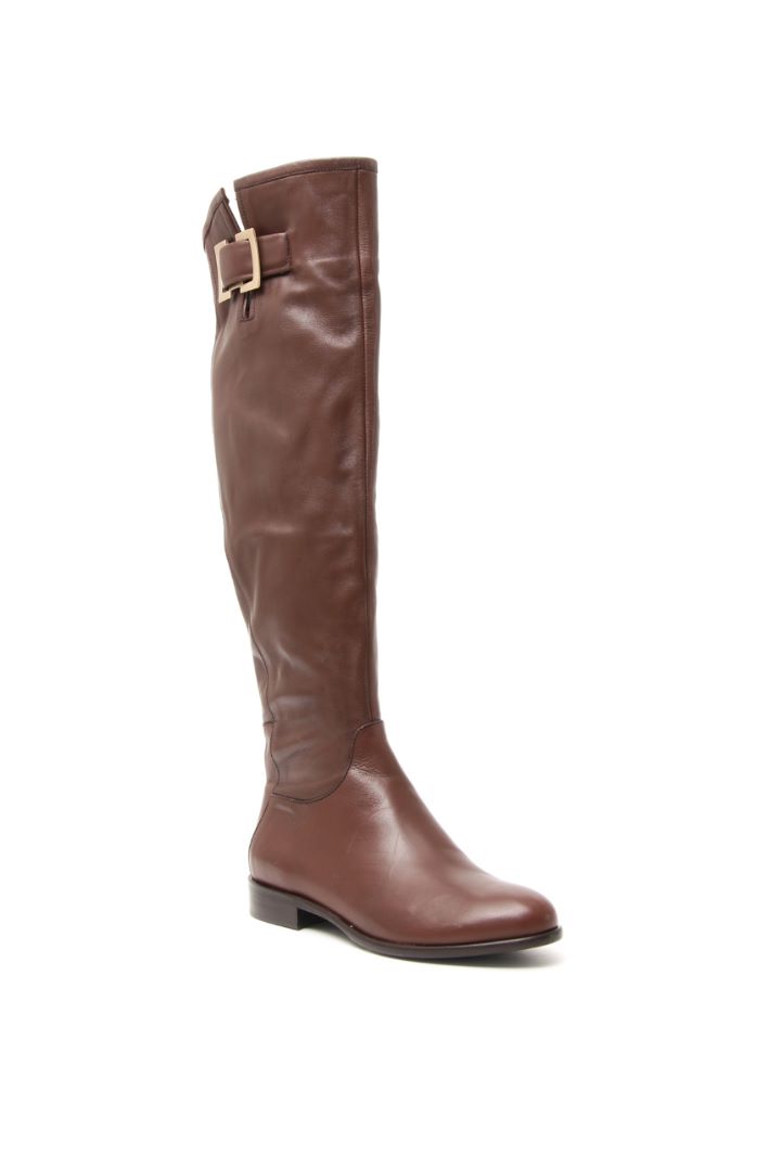 Stivale alto in pelle - MARRONE - Fashion Market - 2